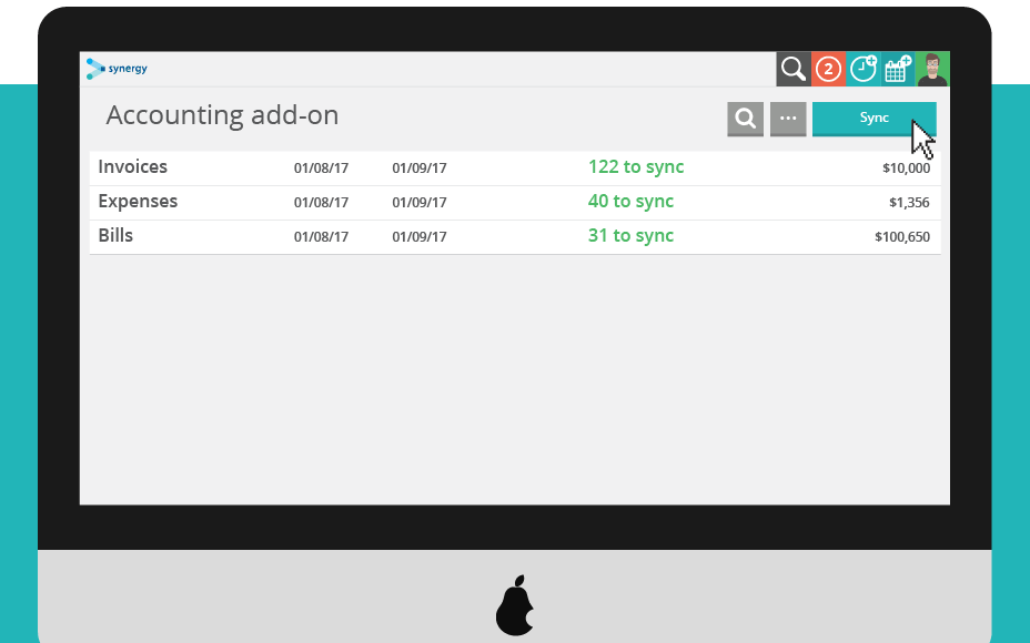Accounting application add-ons for Synergy, for the seamless exchange of financial data, include Xero, QuickBooks Online, and MYOB.